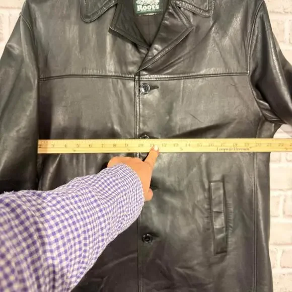 Roots Vintage Genuine Leather Jacket Black Women’s Large 90’s Y2K - Picture 5 of 7